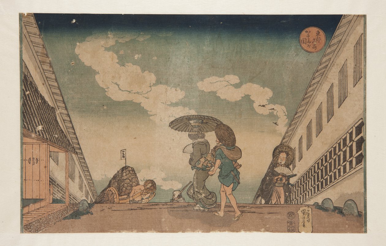 Kasumigaseki (farget treblokktrykk) av Utagawa Kuniyoshi