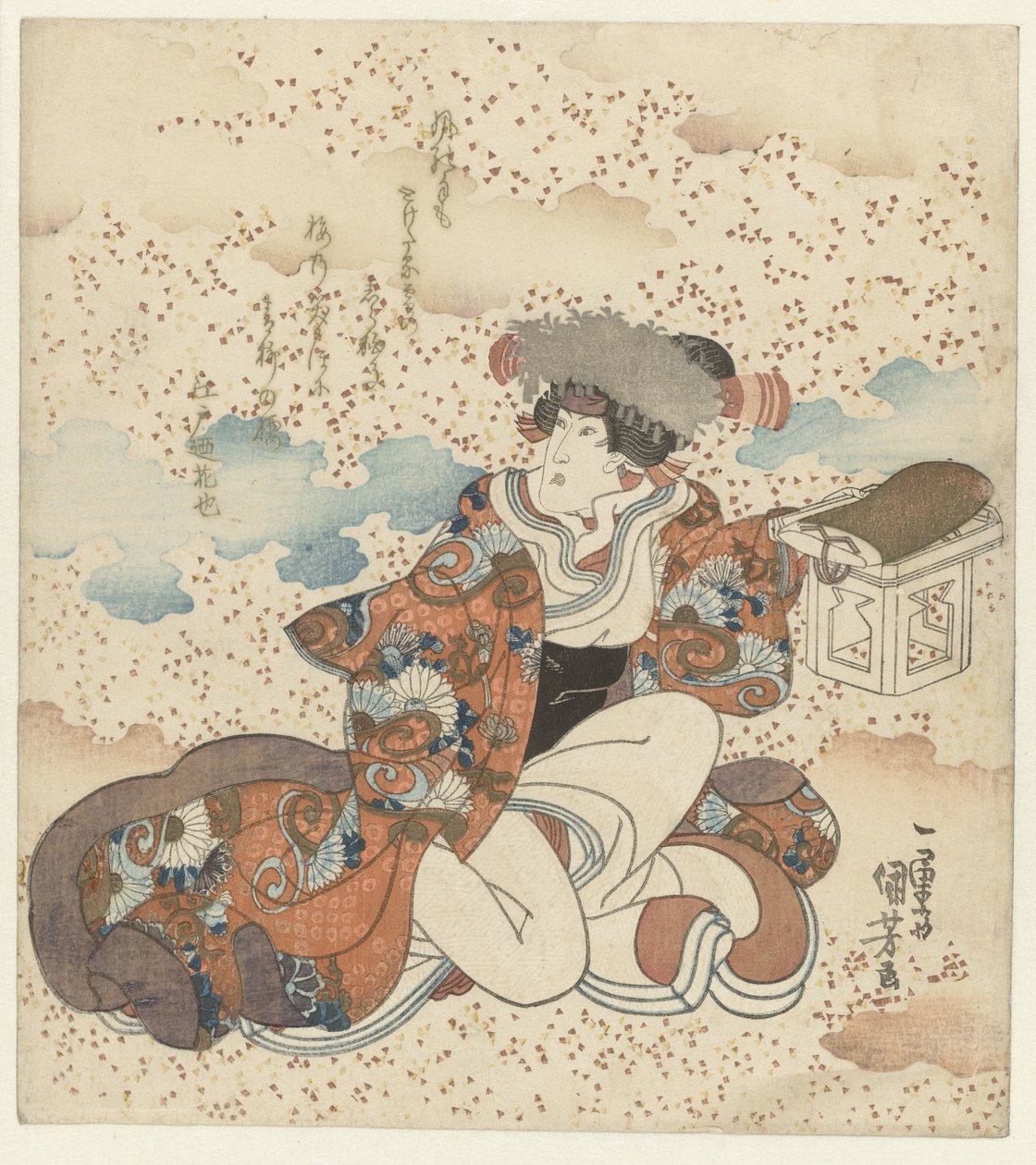 Knelende kvinne med offerbord av Utagawa Kuniyoshi