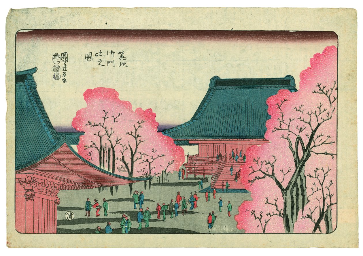 Hovedporten ved Tsukiji Honganji-tempelet av Utagawa Kuniyoshi