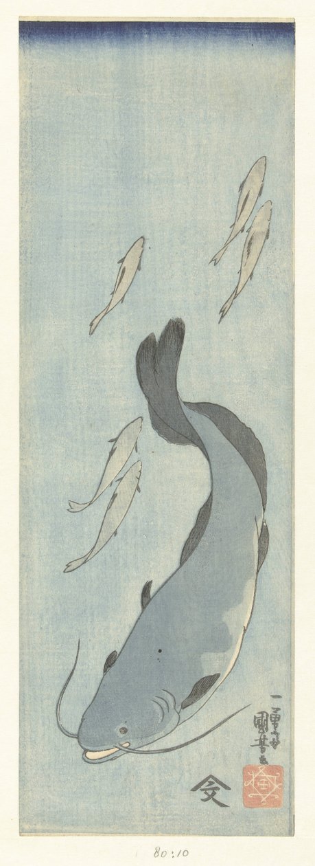 Steinbit og fem ørreter av Utagawa Kuniyoshi