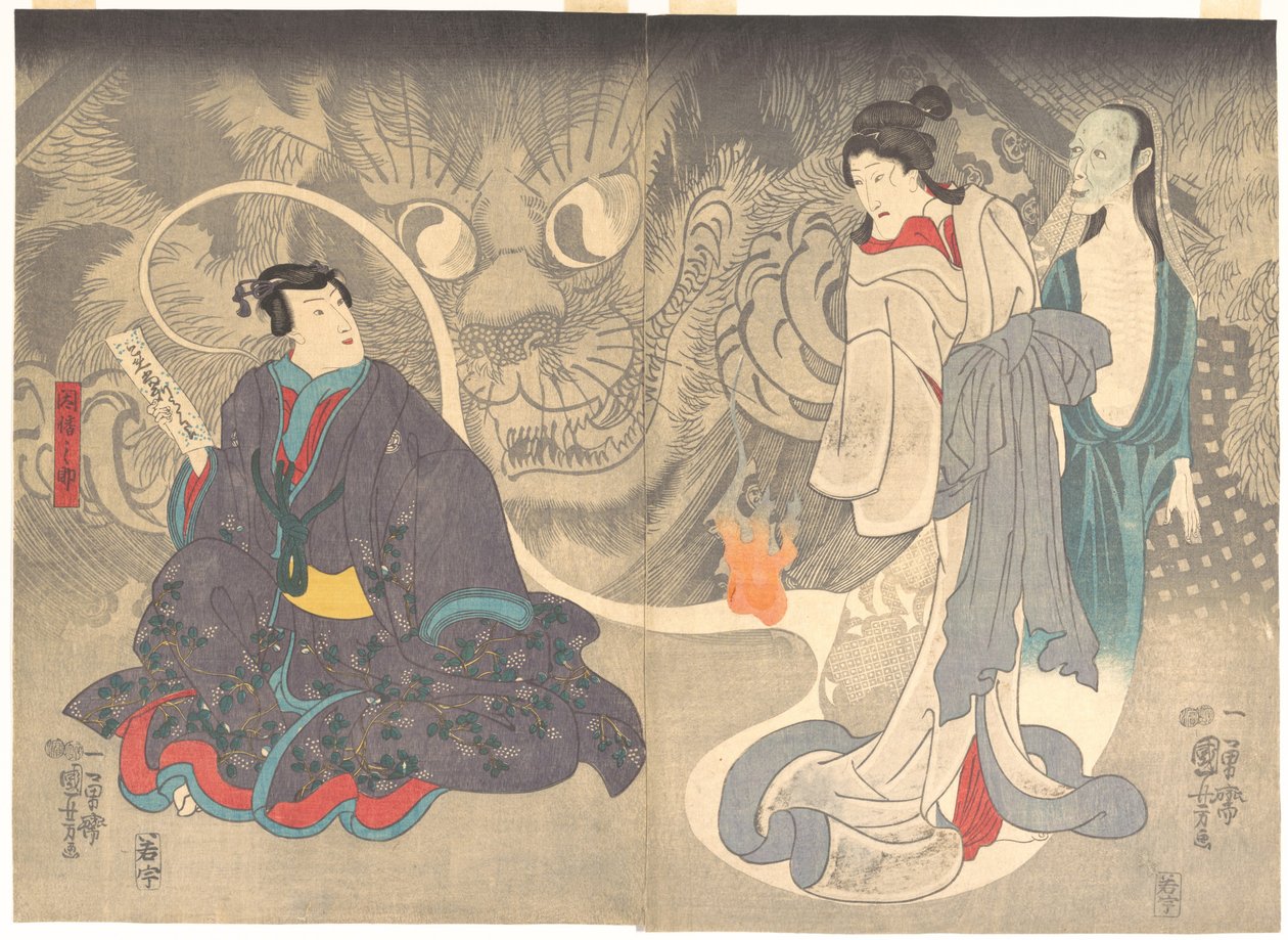 Scene fra en spøkelseshistorie: kattedemonen fra Okazaki av Utagawa Kuniyoshi
