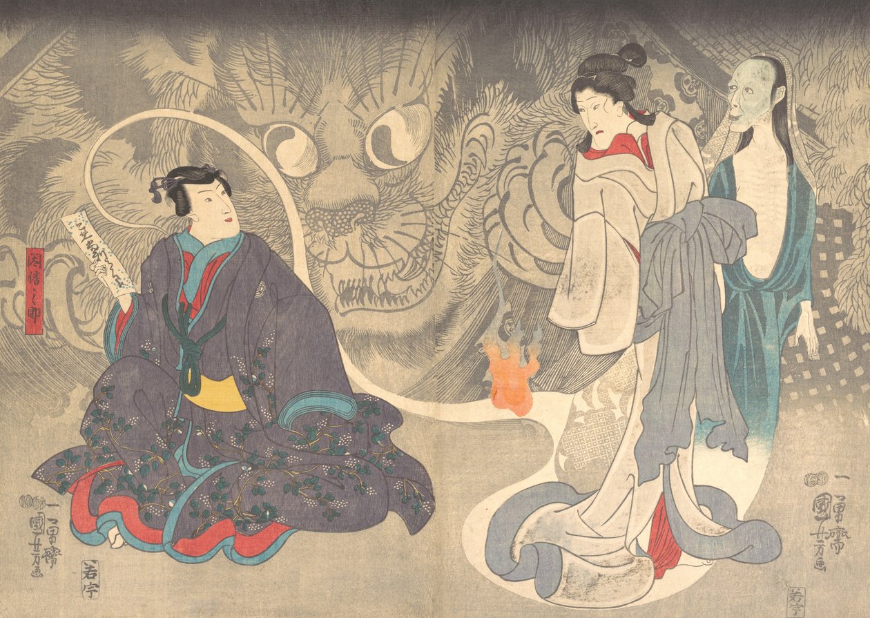 Scene fra en spøkelseshistorie: Okazaki Cat Demon, ca. 1850. av Utagawa Kuniyoshi