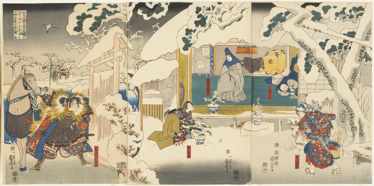 Scene fra Hachinoki-historien, 1843-1847 av Utagawa Kuniyoshi