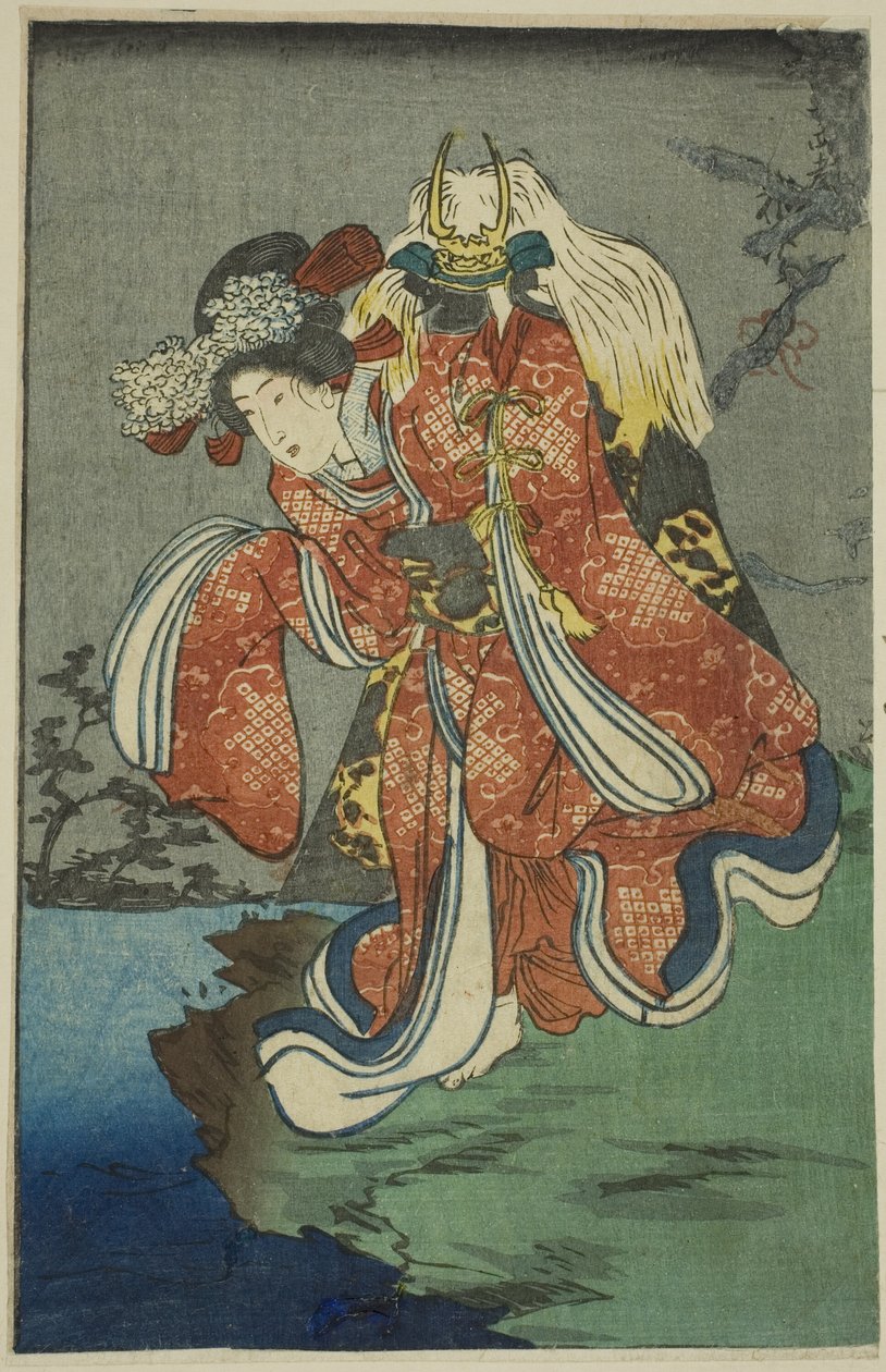 Shizuka Gozen, del av et ark fra serien "A Harimaze Mirror of Joruri Plays" av Utagawa Kuniyoshi