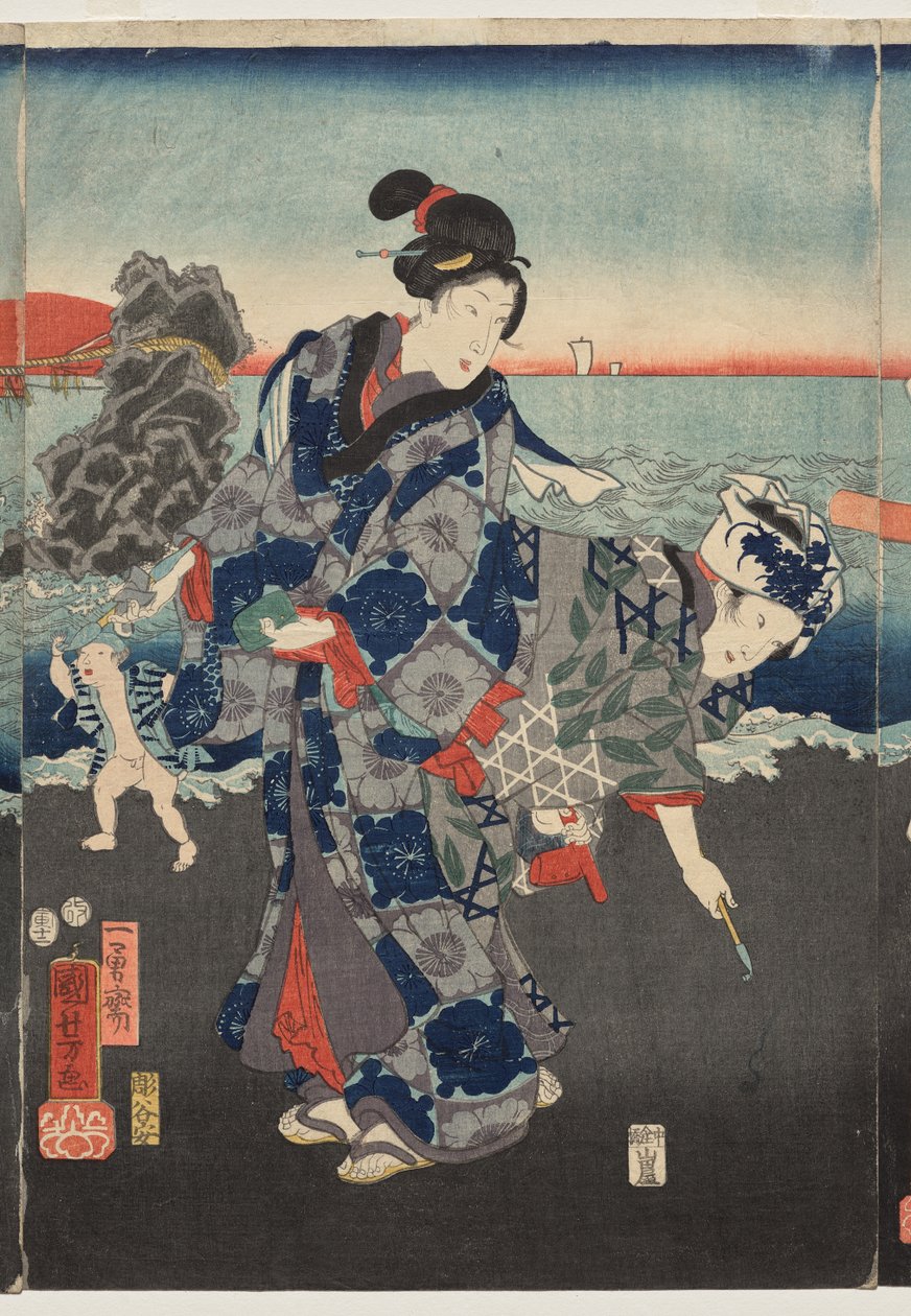 Sonnenaufgang in der Futami-Bucht von Utagawa Kuniyoshi