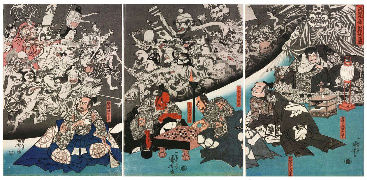 Jordedderkoppen genererer monstre i herskapshuset til Lord Minamoto Yorimitsu, 1843. av Utagawa Kuniyoshi