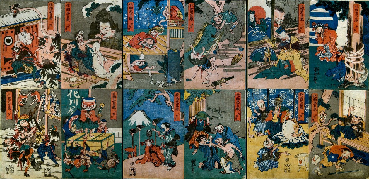 Monstrenes Chūshingura (Bakemono Chūshungura), ca. 1839-42 av Utagawa Kuniyoshi