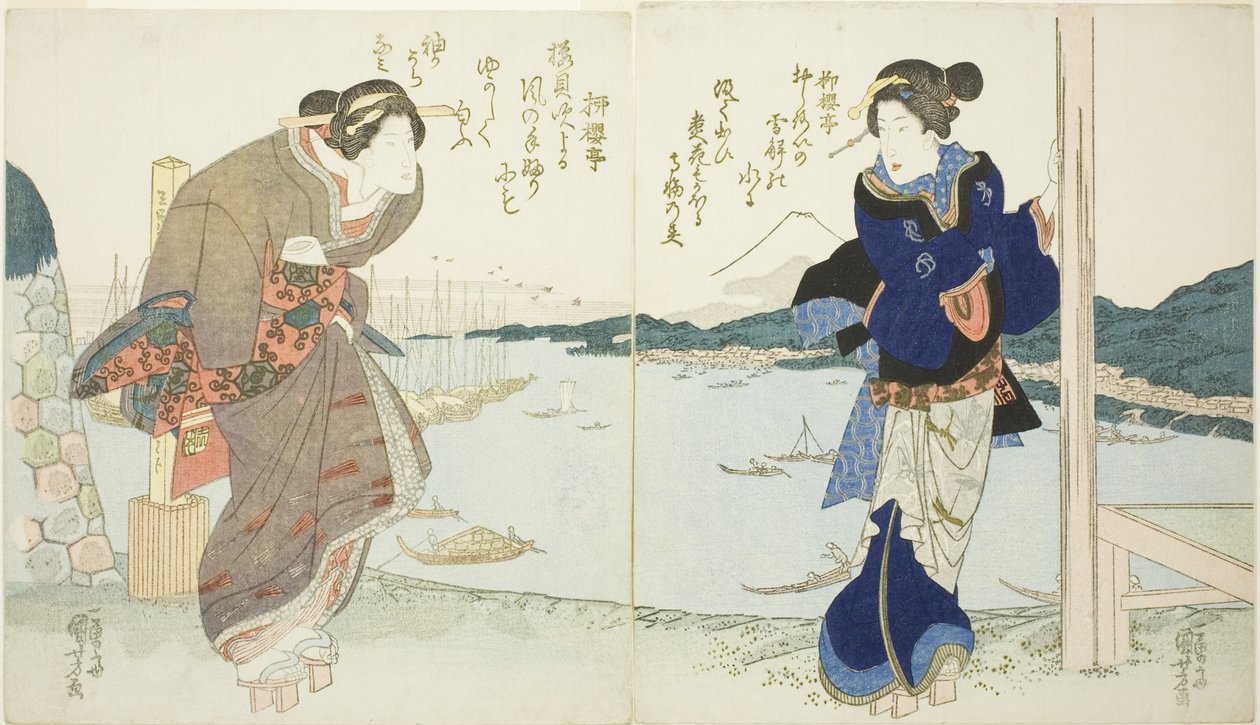 To kvinner ved et tehus i Takanawa av Utagawa Kuniyoshi