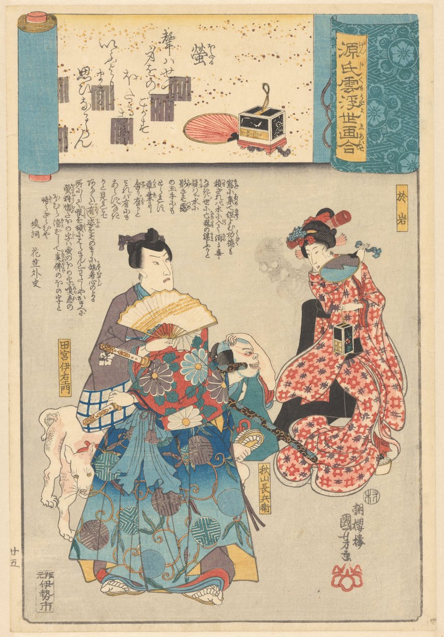 Ukiyo e er parallell til de overskyete kapitlene til Genji av Utagawa Kuniyoshi