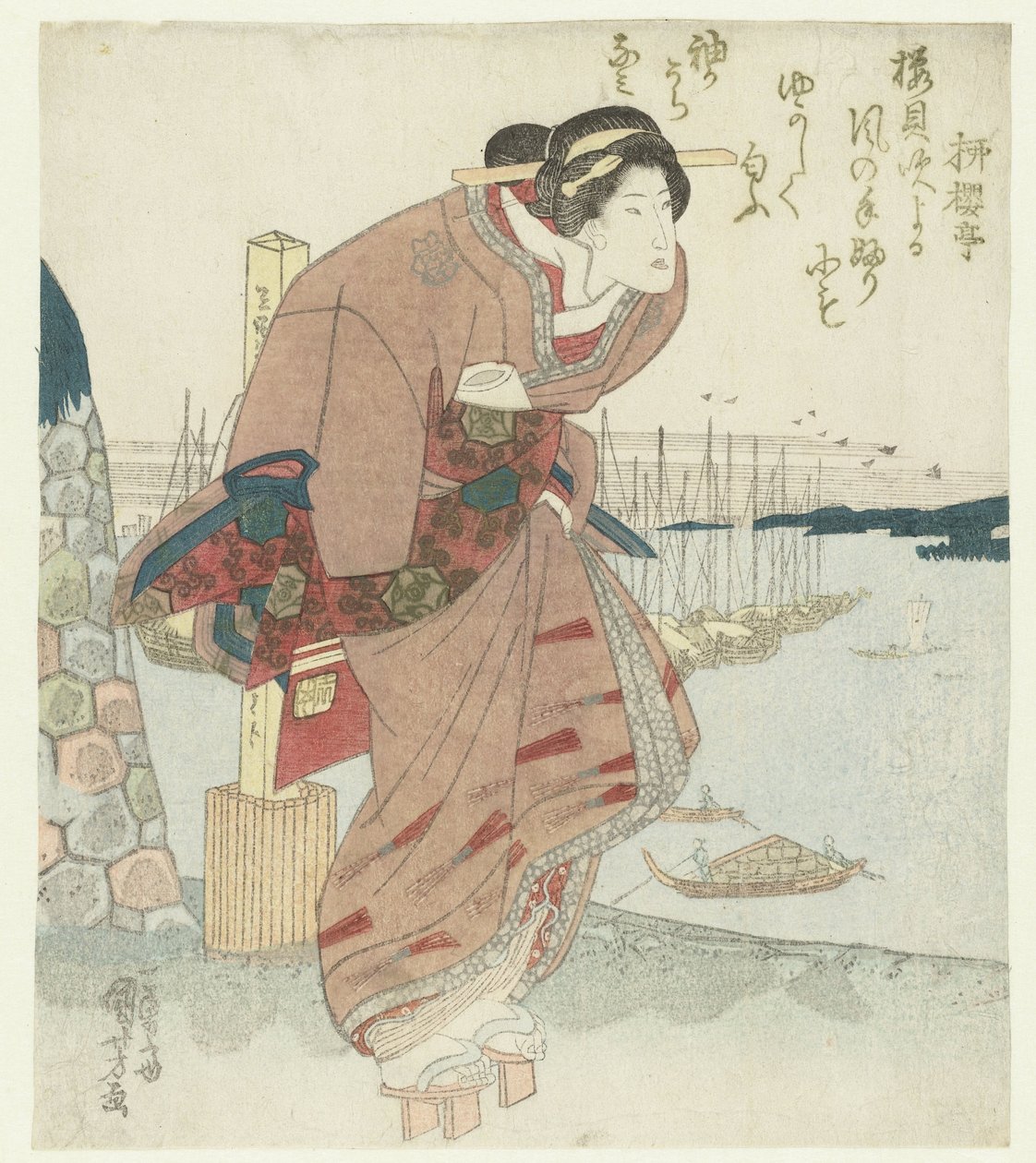 Kvinne ved en havn av Utagawa Kuniyoshi
