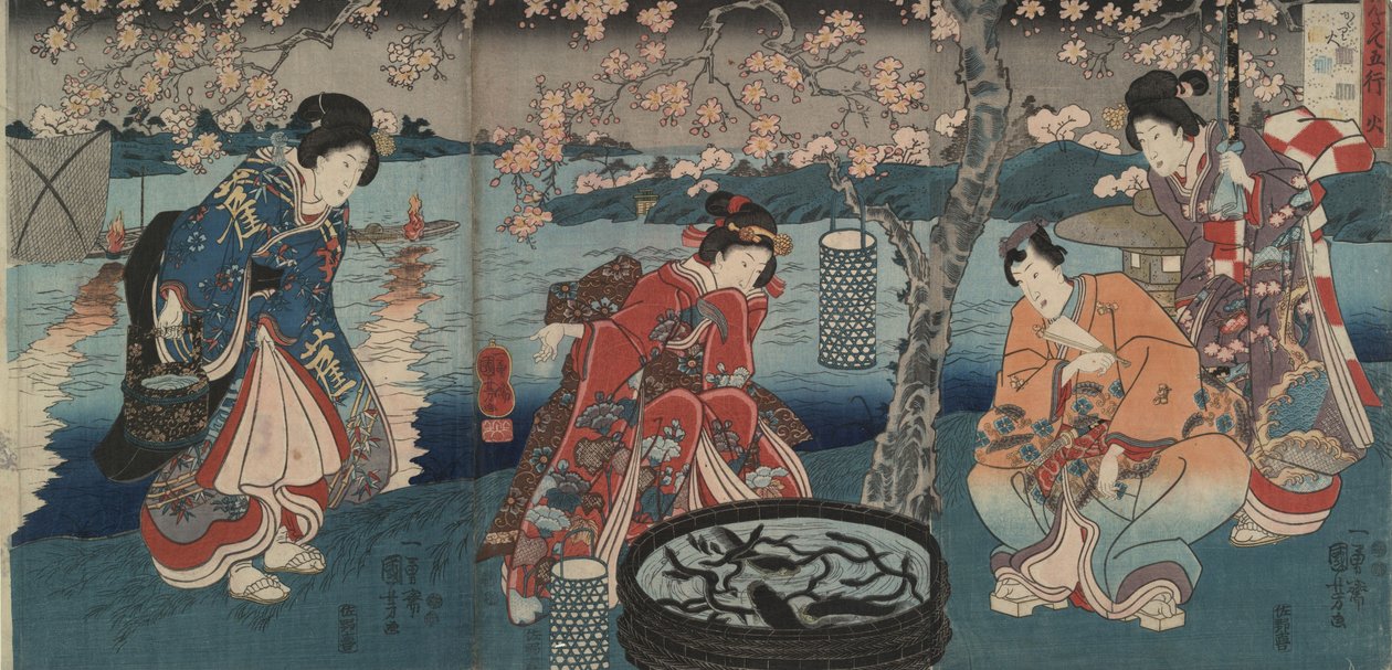 Vaktild, ild fra miljøets fem elementer av Utagawa Kuniyoshi
