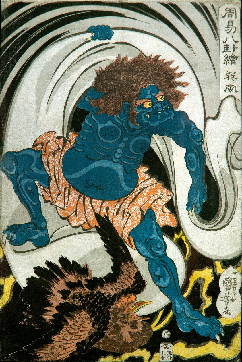 Wind God (Sonpū)-serien: Bilder av de åtte trigrammene i kinesisk spådom (Shūeki hakke-e), ca. 1839-41 av Utagawa Kuniyoshi