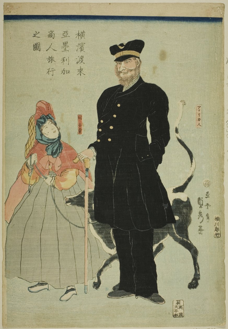 Amerikansk mor T Lavaigne-medlem Yokohama av Utagawa Sadahide