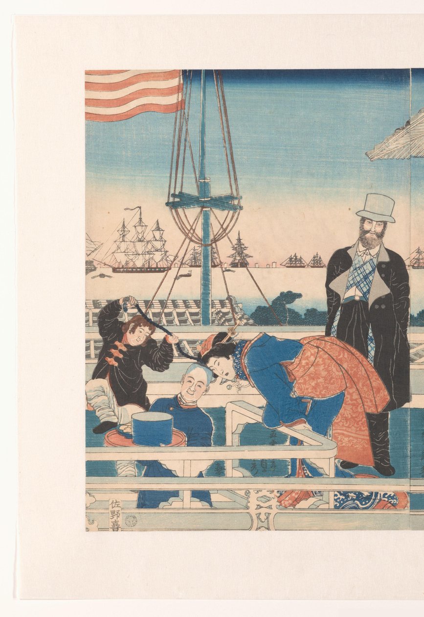 Amerikansk handelshus i Yokohama av Utagawa Sadahide