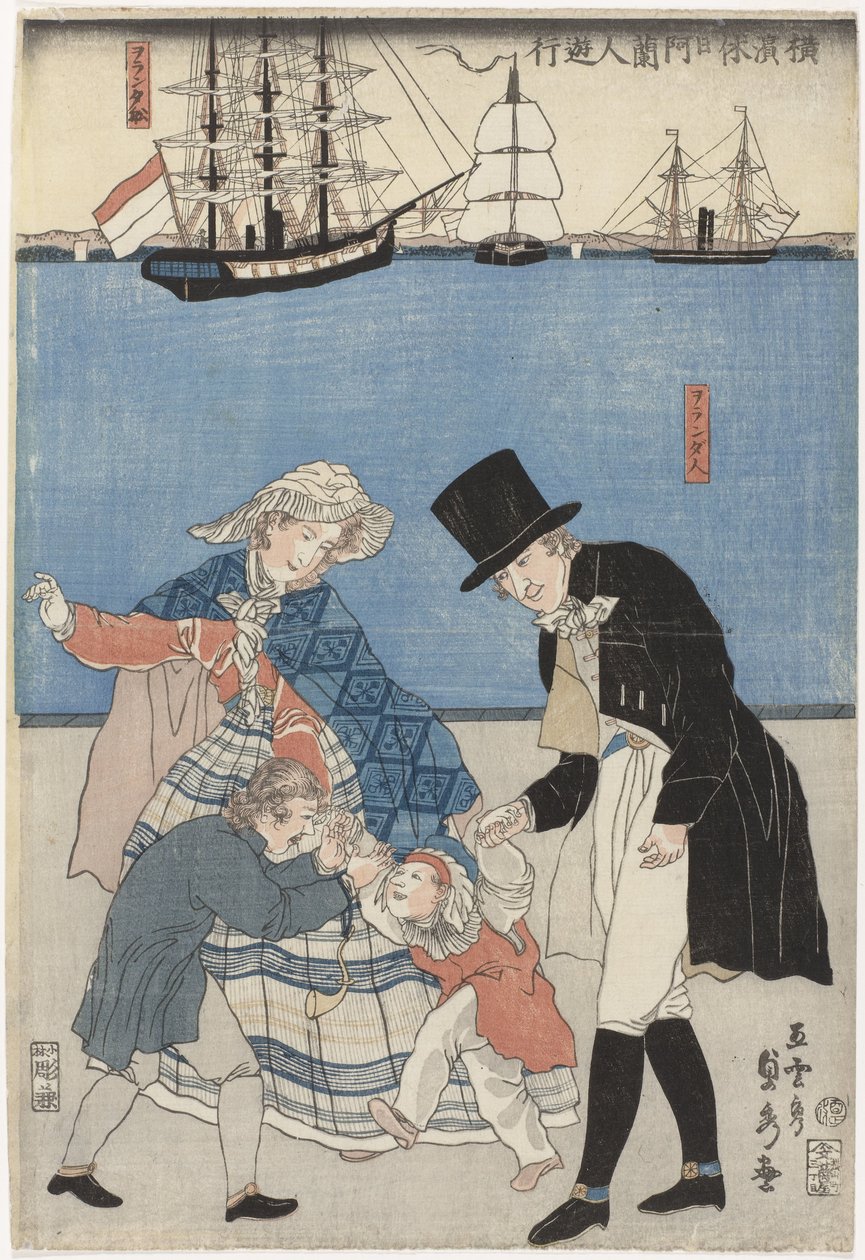 Nederlendere ute på en fridag i Yokohama Yokohama kyujitsu Oranda-jin yuko (serietittel) av Utagawa Sadahide