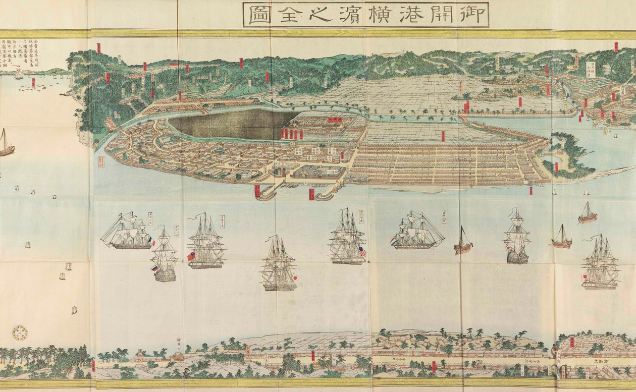 Panoramautsikt over Yokohama, ca 1860. av Utagawa Sadahide