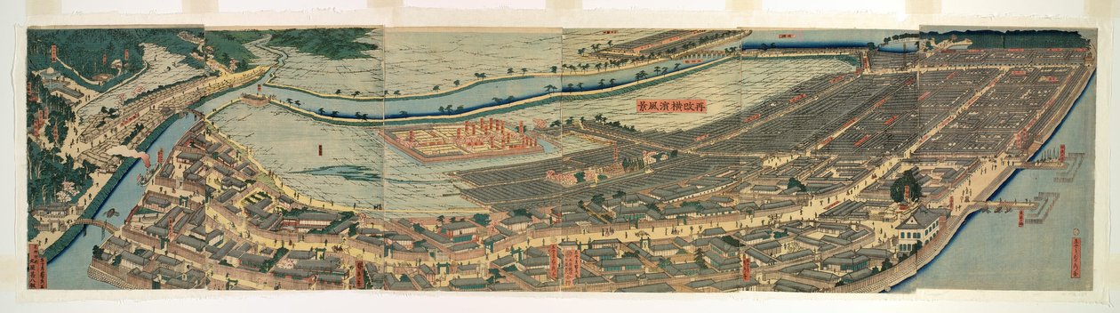 Revidert panoramautsikt over Yokohama (Saikai Yokohama fukei) av Utagawa Sadahide