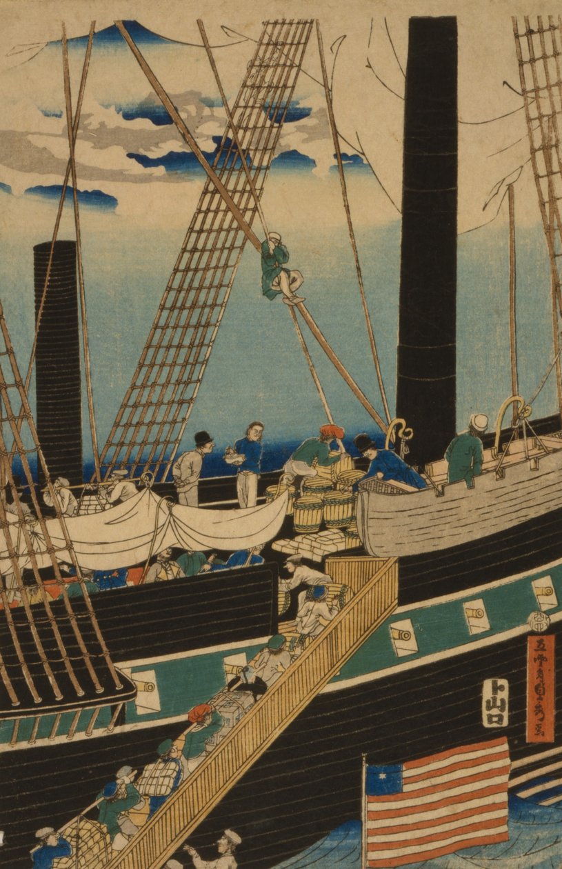 Vestlige handelsmenn laster last i Yokohama, 1861 av Utagawa Sadahide