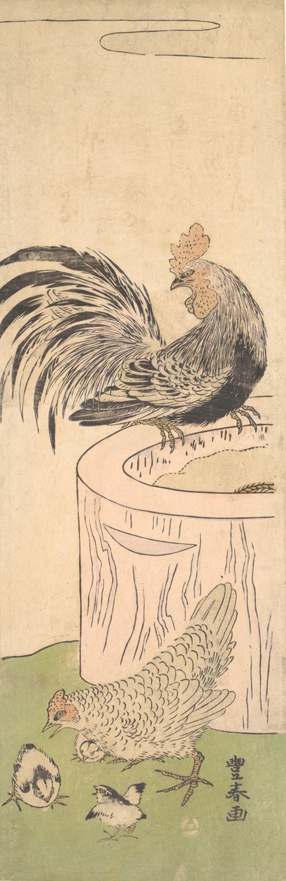 Hane, høne og kyllinger, ca. 1770. av Utagawa Toyoharu