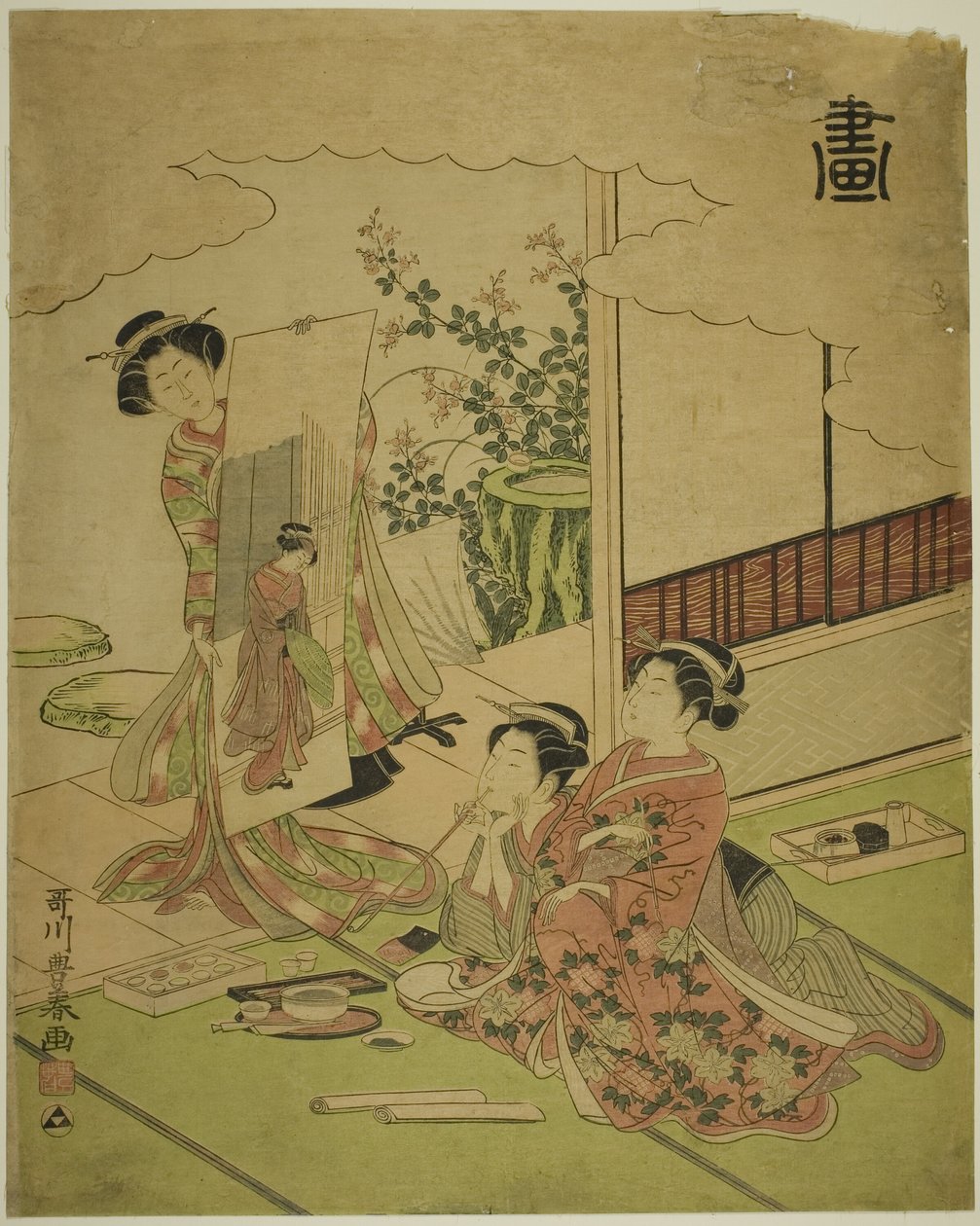 Maleri (Ga), fra en serie uten tittel av de fire prestasjonene av Utagawa Toyoharu