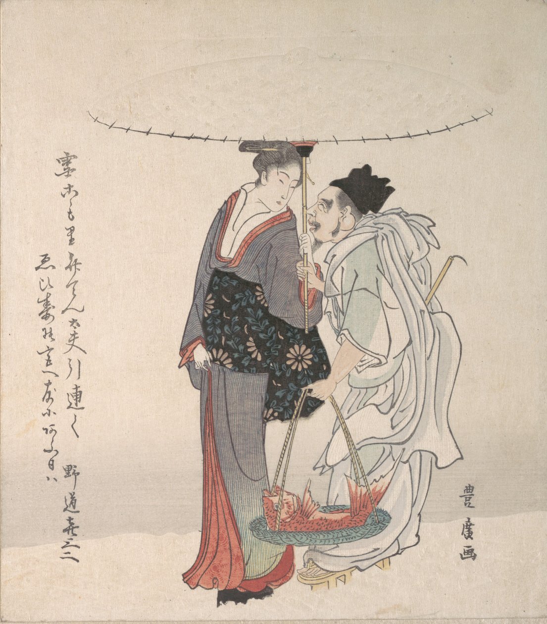 Ebisu og Benten går i snøen. av Utagawa Toyohiro