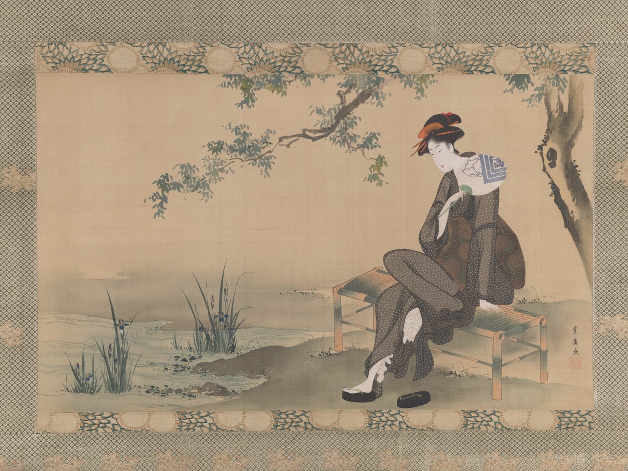 Kvinne som kjøler seg, ca. 1800. av Utagawa Toyohiro