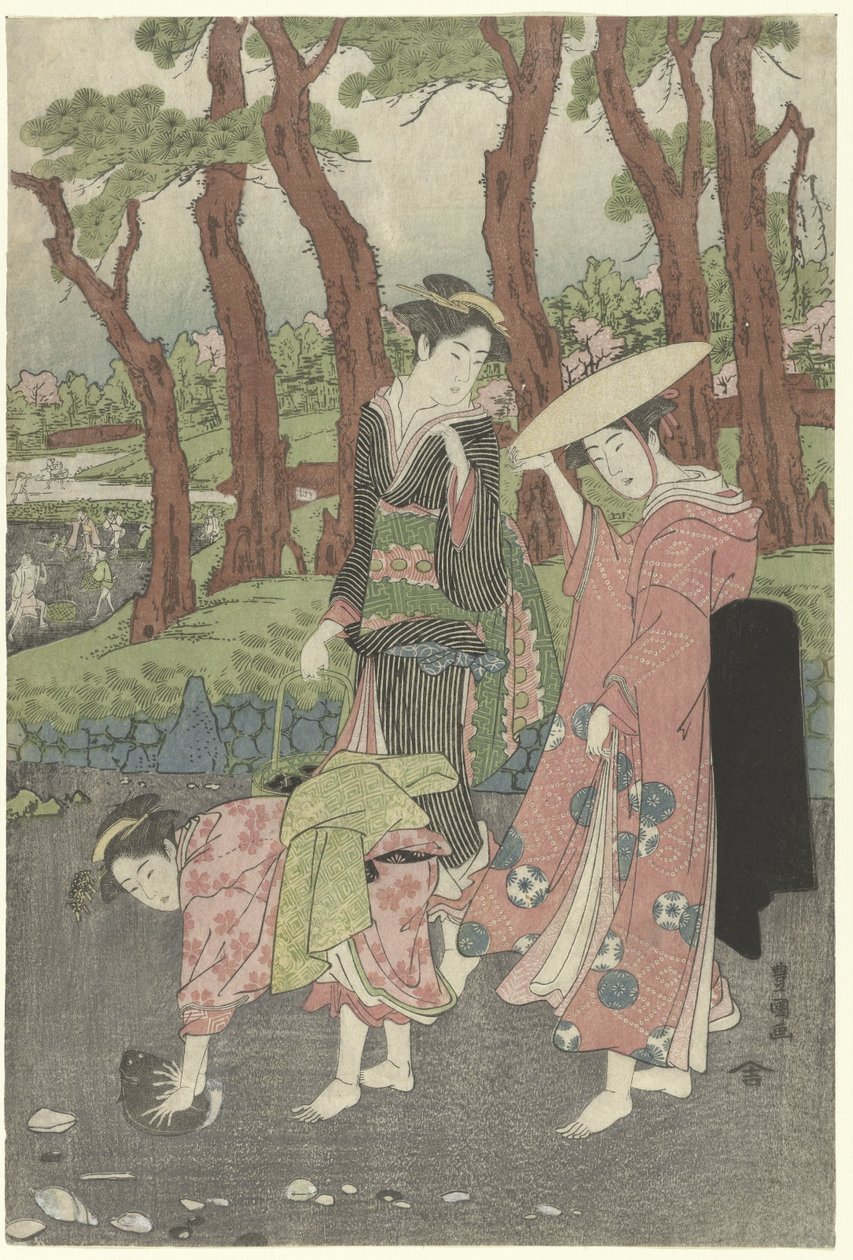 Samle fisk og skjell ved lavvann. av Utagawa Toyokuni (I)