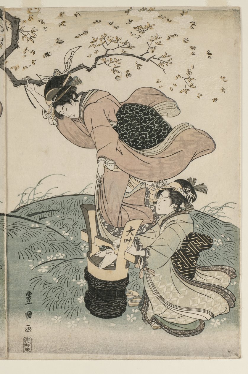Kirsebærblomster i vinden av Utagawa Toyokuni
