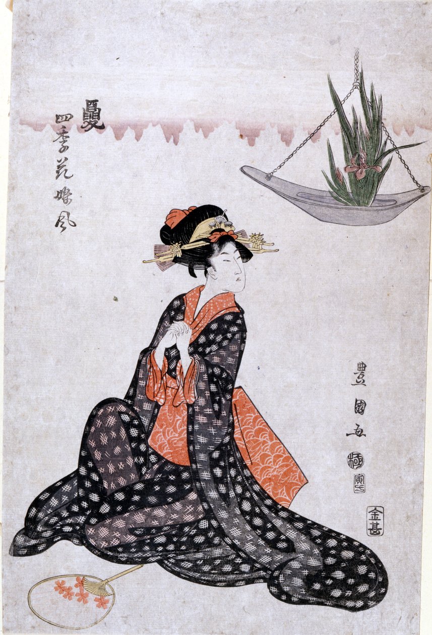 Blomster av de fire årstidene kule som jenter av Utagawa Toyokuni