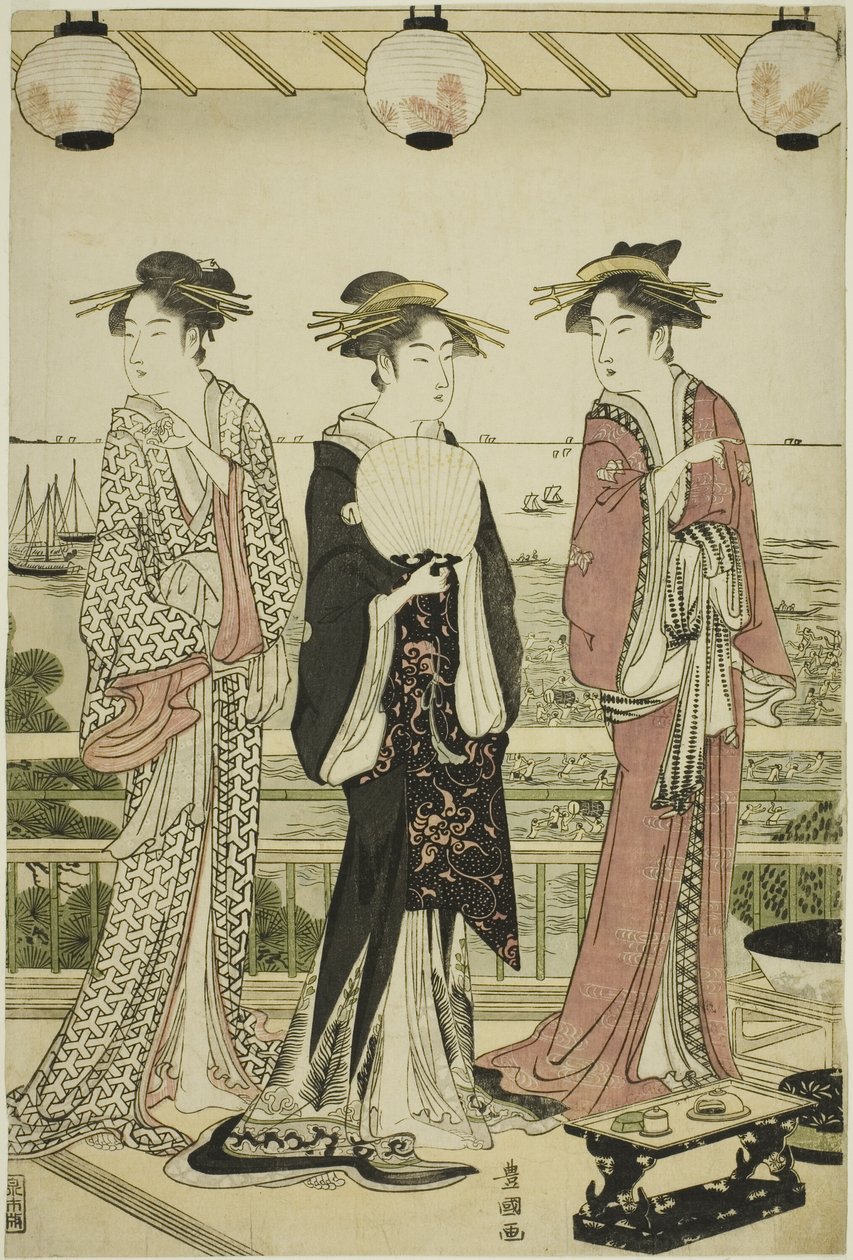 Fire årstider i sør - sommerutsikt (Minami shiki natsu no kei) av Utagawa Toyokuni I