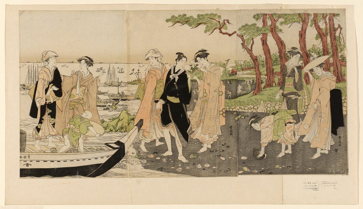 Innsamling av skjellfisk ved lavvann av Utagawa Toyokuni I