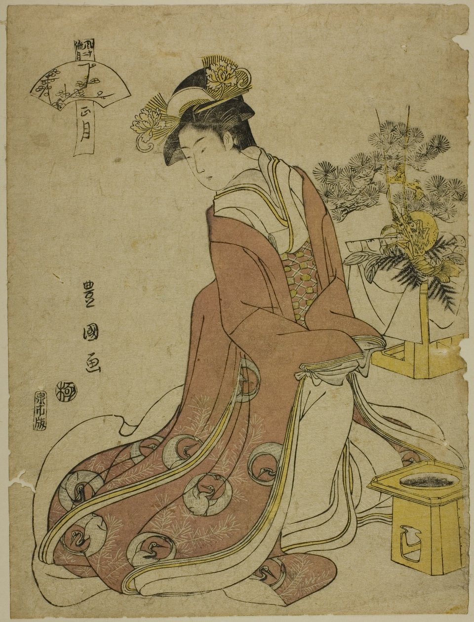 Den første måneden (Sho gatsu), fra serien "Fashionable Twelve Months (Furyu junikagetsu)" av Utagawa Toyokuni I