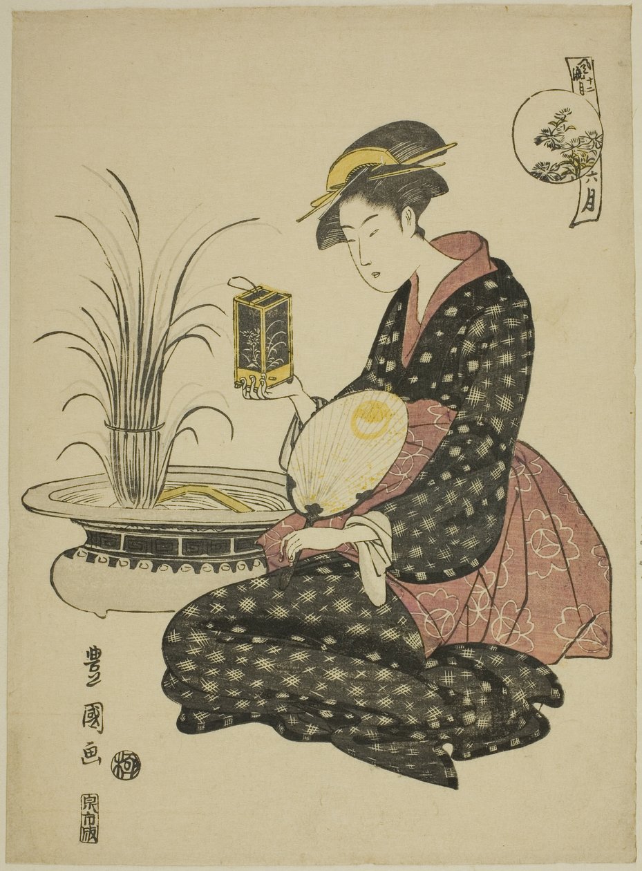 Den sjette måneden (Roku gatsu), fra serien "Fashionable Twelve Months (Furyu junikagetsu)" av Utagawa Toyokuni I