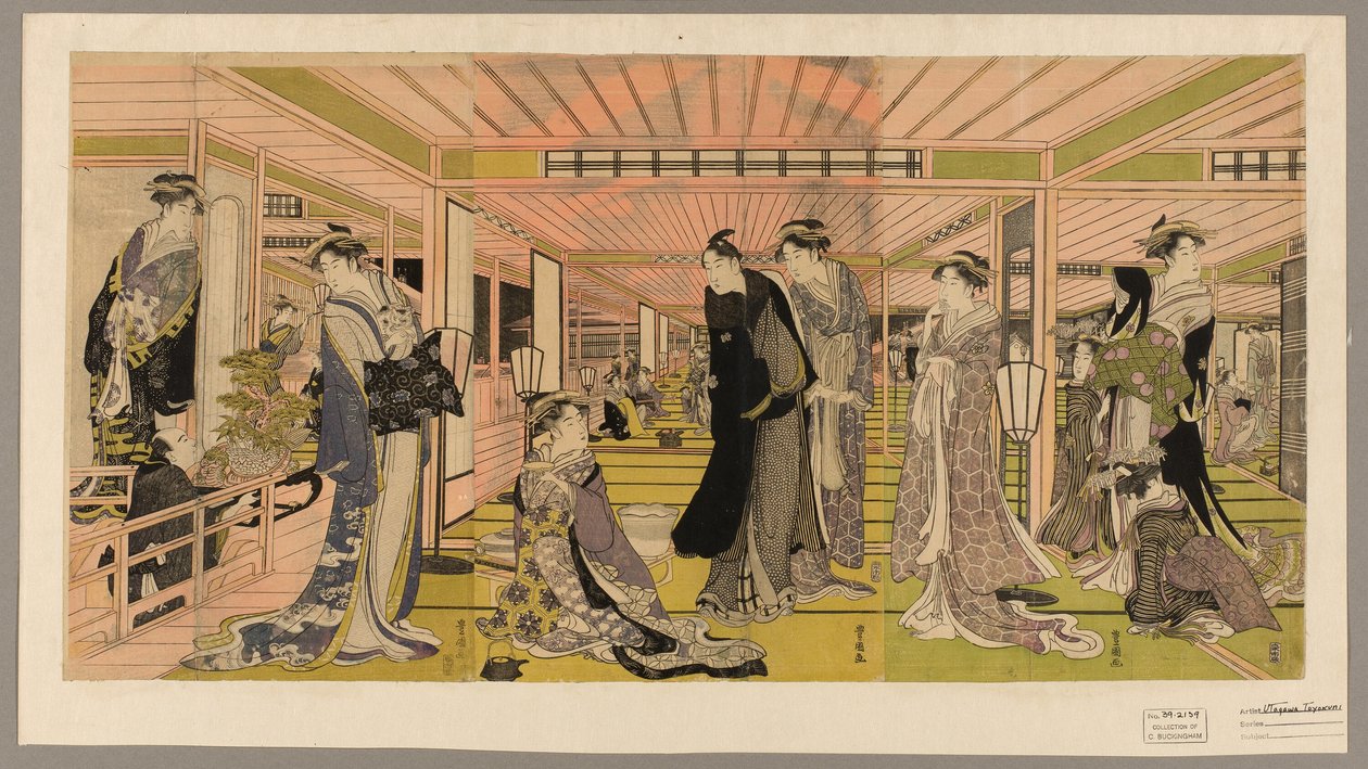 Salongen til et bordell i lystkvarteret av Utagawa Toyokuni I