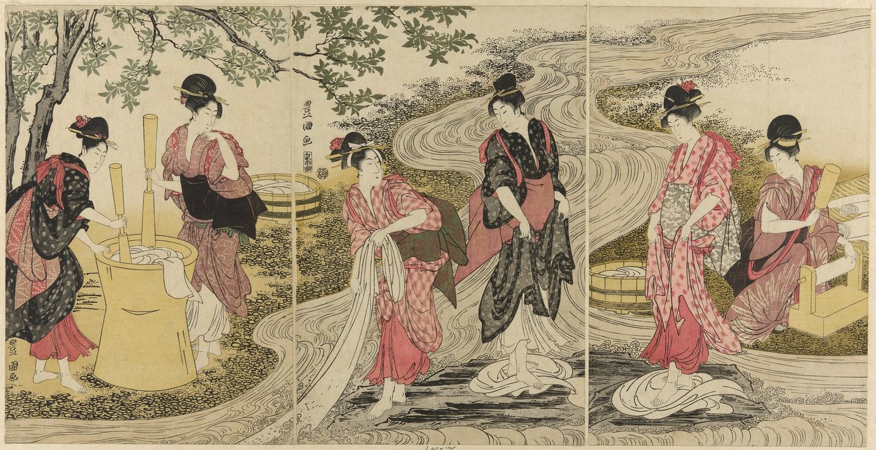 Vaskeklut i en bekk av Utagawa Toyokuni I