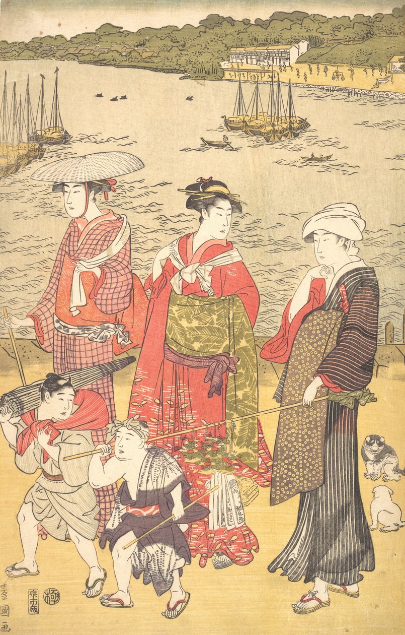 Kvinner på Takanawa Beach, ca. 1790-tallet. av Utagawa Toyokuni I
