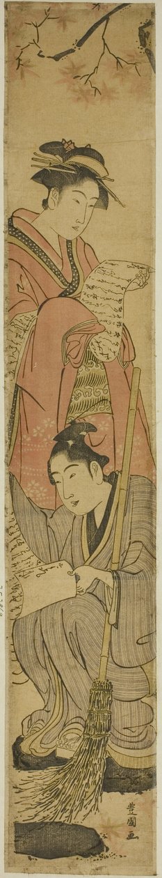 Ungt par som Kanzan og Jittoku av Utagawa Toyokuni I