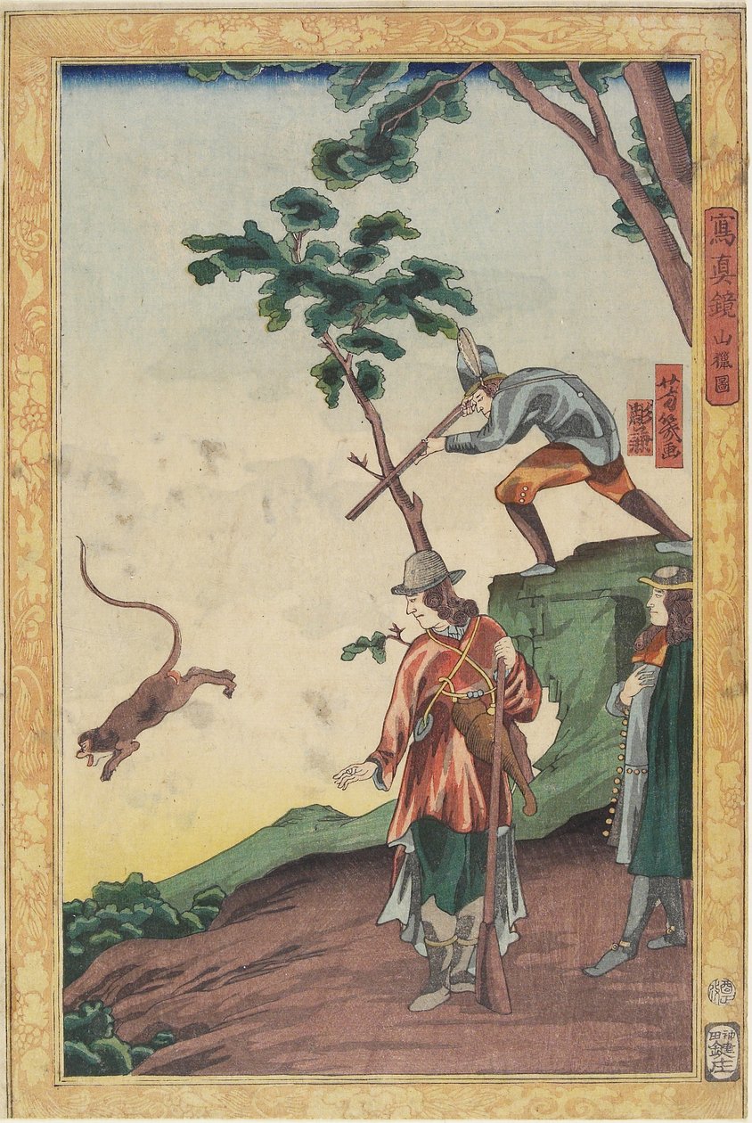 Jaktscene, januar 1861 av Utagawa Yoshiiku