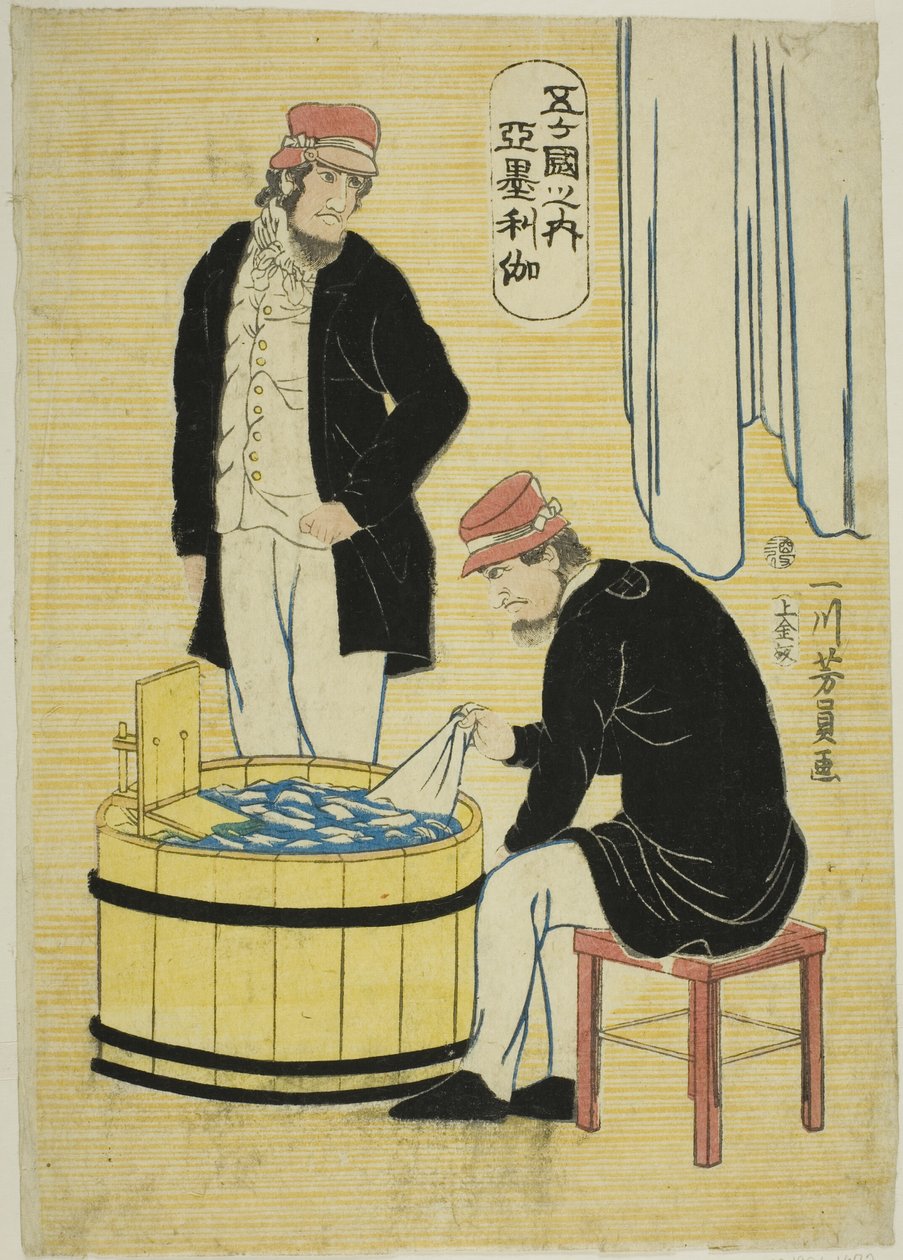 Blant de fem nasjonene: Amerikanere (Gokakoku no uchi, Amerikajin) av Utagawa Yoshikazu
