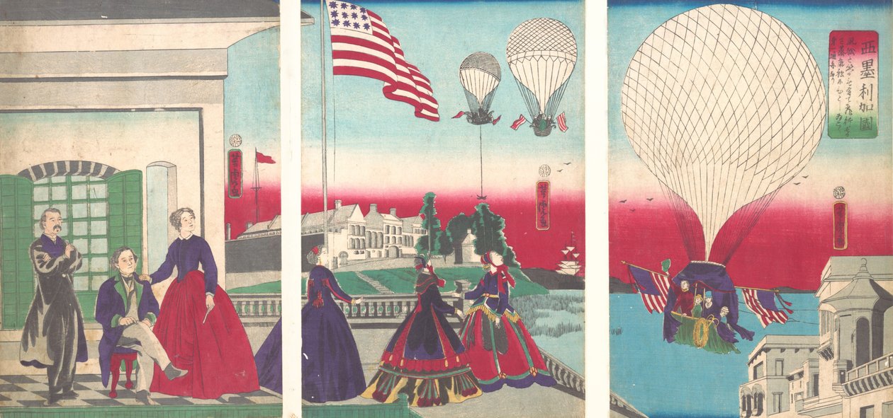 American Balloon Ascension Amerikakoku, 1867. av Utagawa Yoshitora
