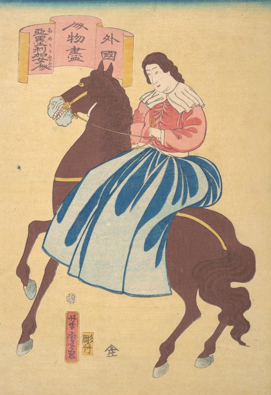 Amerikansk hestekvinne, 1. måned, 1861. av Utagawa Yoshitora