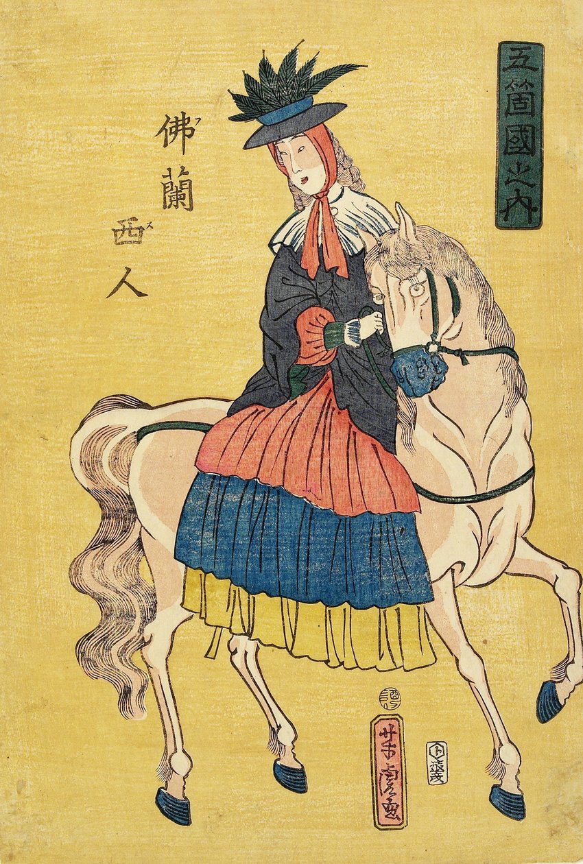 Fransk dame til hest av Utagawa Yoshitora