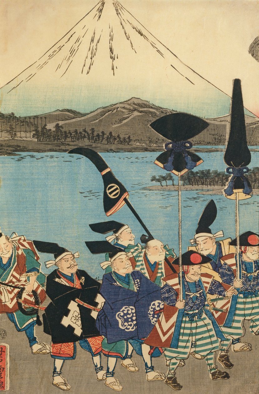 Daimyos følge før Fuji-fjellet av Utagawa Yoshitora