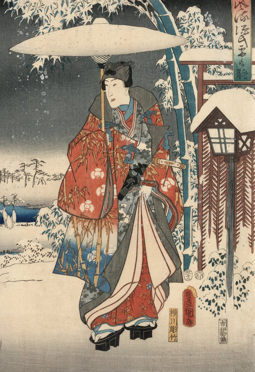 Ukiyo-bilde P Hayashi t f Rom Tee f Genji av Genji av National Plan d Hiroshige av Utagawa and Hiroshige  Kunisada