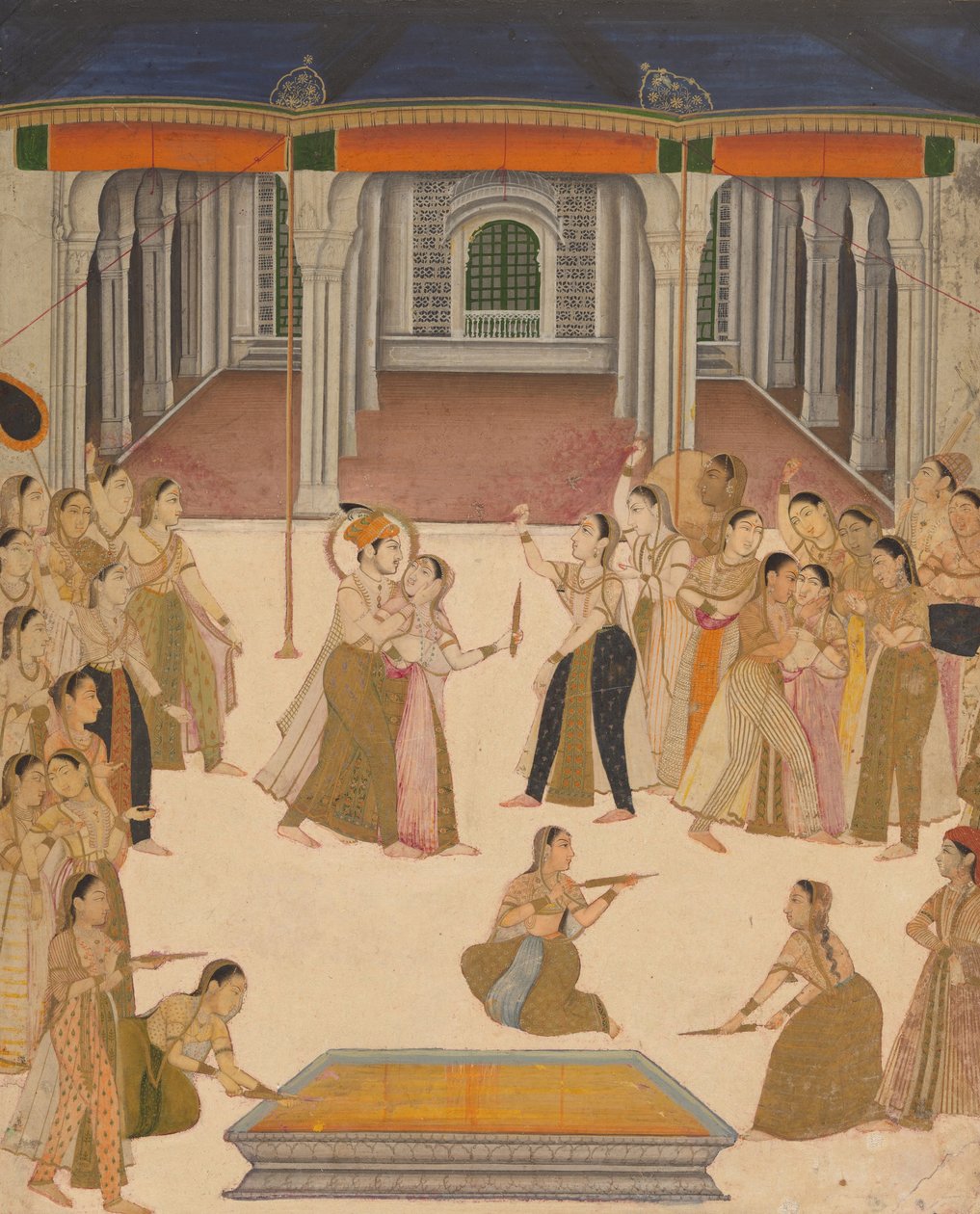 Keiseren Jahangir feirer Holi -festivalen med damene i zenana av Uttar Pradesh Lucknow