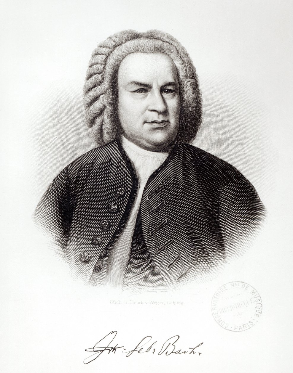Portrett av Johann Sebastian Bach (1685-1750) av V. Weger