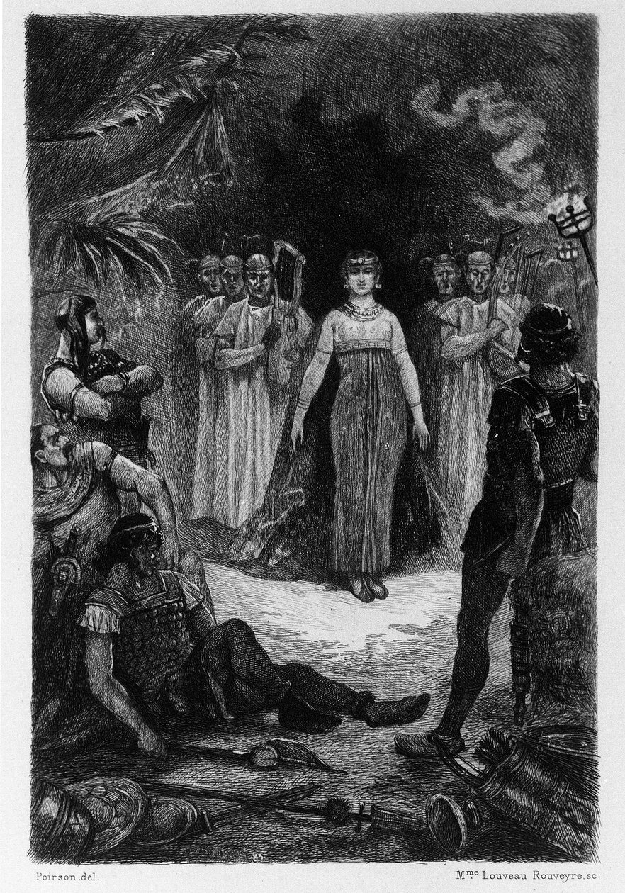 Illustrasjon av V.A. Poirson (1890) for romanen Salammbo"" av Gustave Flaubert, som tok for seg leiesoldatkrigen på tidspunktet for den første puniske krigen (246-241 f.Kr.) mellom romerne og karthagerne. av Victor Armand Poirson