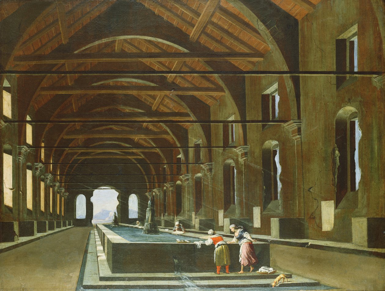 Kvinner som vasker klær av V. and Cerquozzi, M. Codazzi