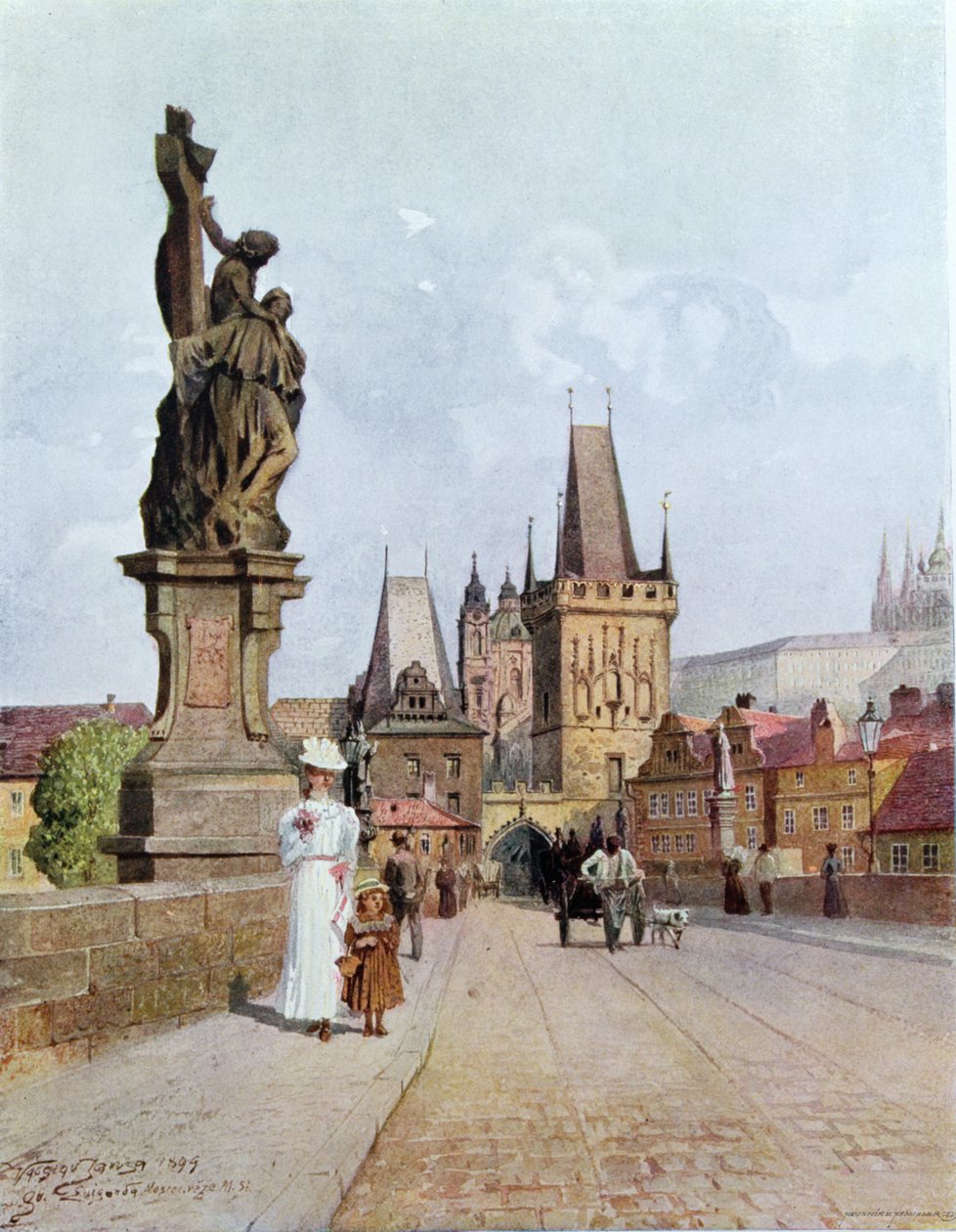 Statue av St. Lutgardis på Karlsbroen, Praha, illustrasjon fra 