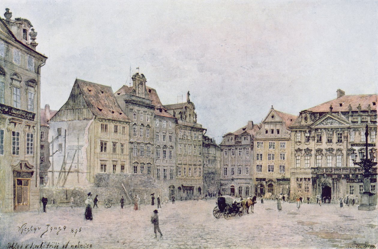 Utsikt over nordøstsiden av Staromestsky Rynk i 1896, fra 